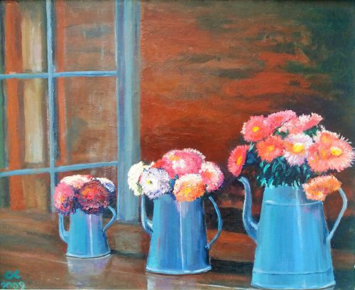 Nature morte aux 3 pots bleus